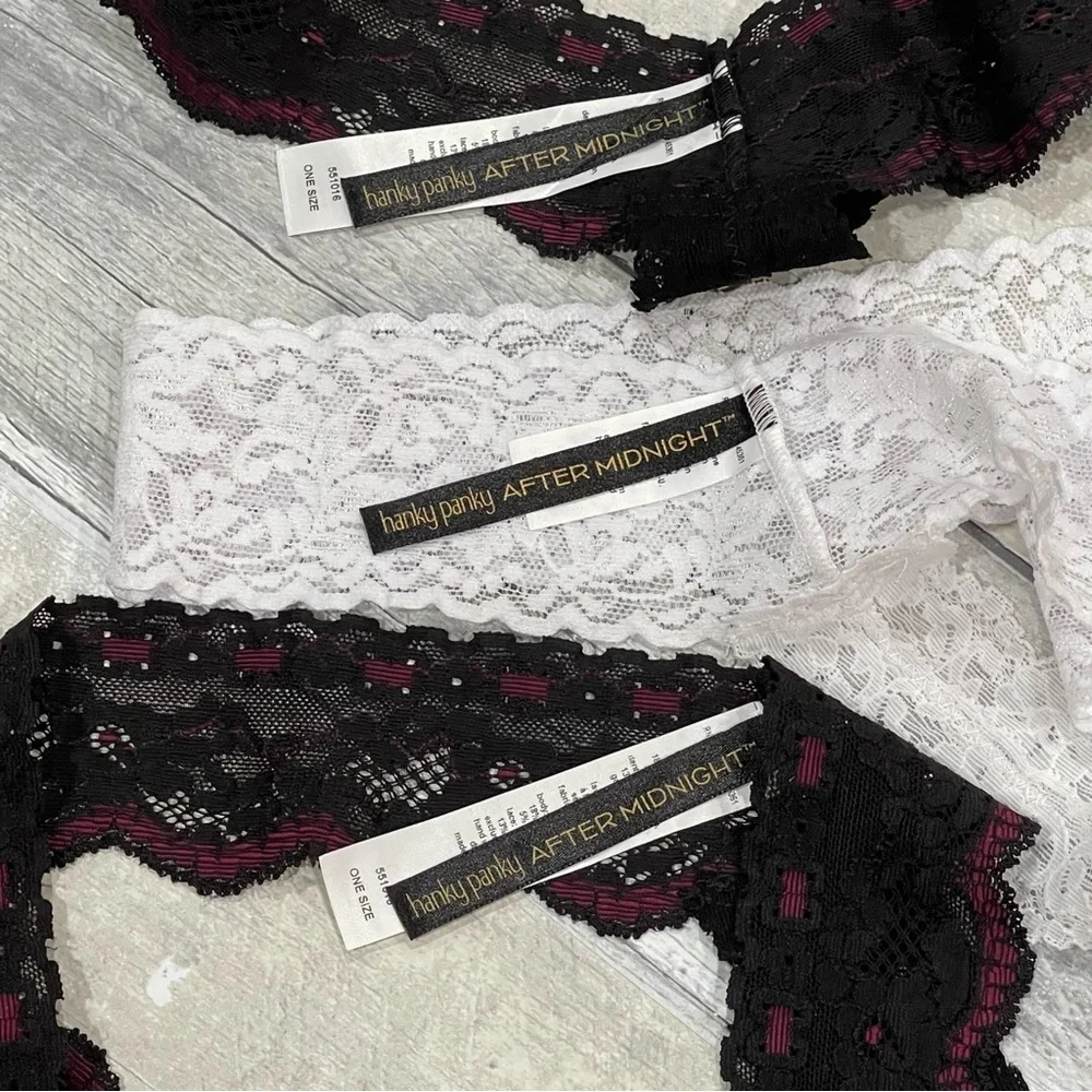 HANKY PANKY After Midnight Signature Lace Crotchless Thong 3-Pack Assorted color
